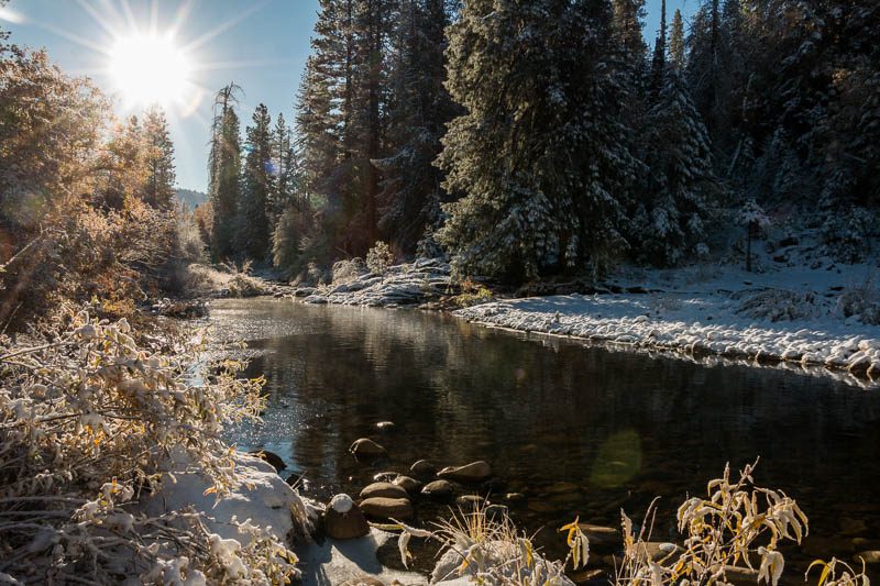 Winter scenery along the river in Wawona