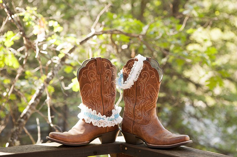 Western-style wedding decorations - boots and garters