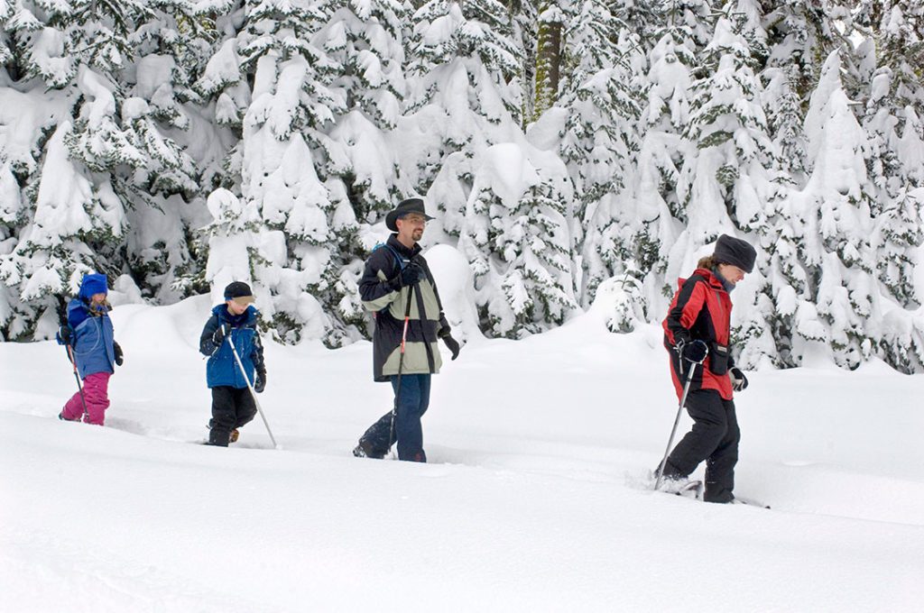 family snowshoeing in Yosemite