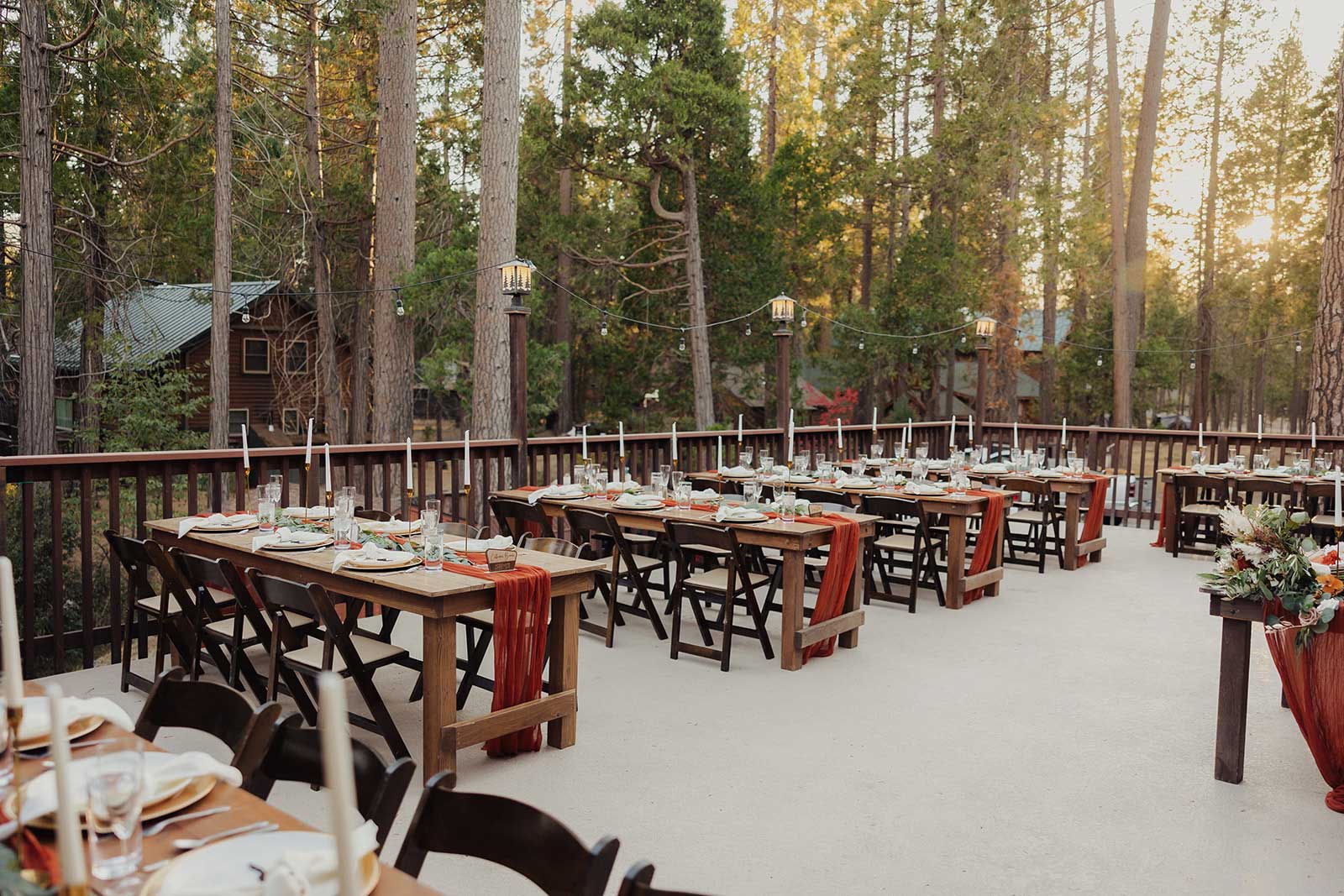 Outdoor wedding event set up at The Redwoods In Yosemite Wedding and Event Center