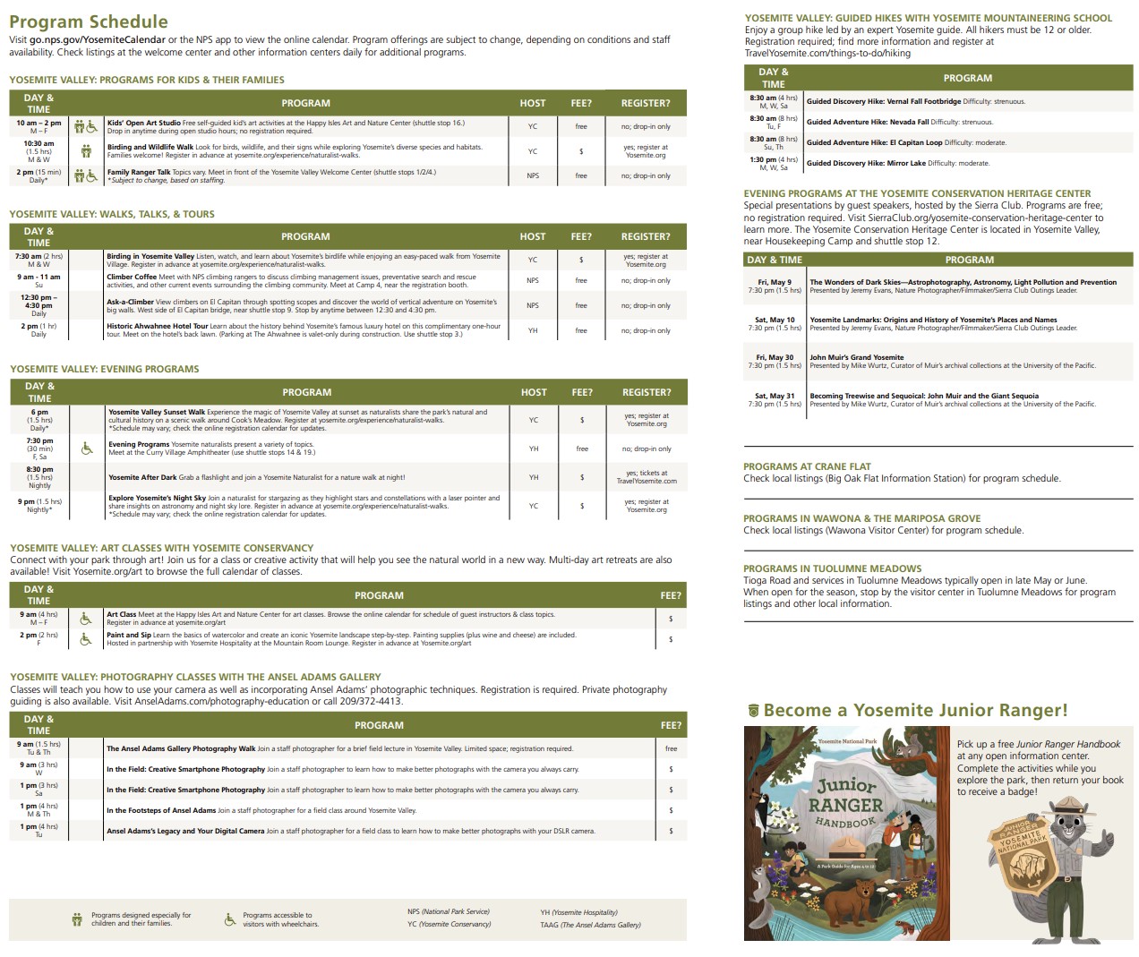 Photo of Yosemite Guide Offerings from May 7 to June 10, 2025
