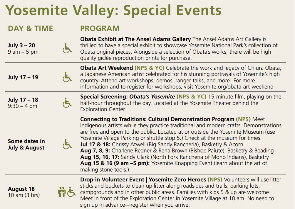 Special Events in Yosemite Valley