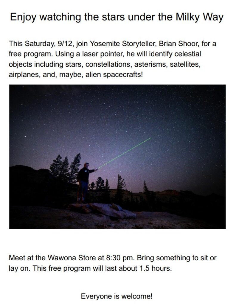 Yosemite Storyteller Star Program with laser